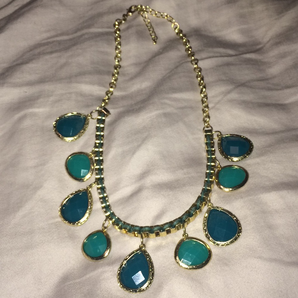 Turquoise and gold statement necklace